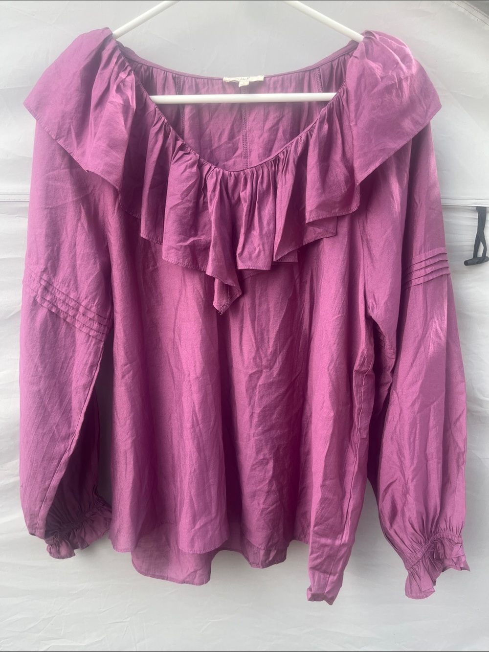 Ruffled Peasant Blouse in Magenta